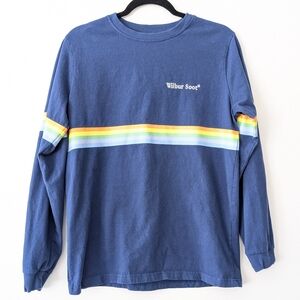 Wilbur Soot Retro Stripe Long Sleeve Blue Small